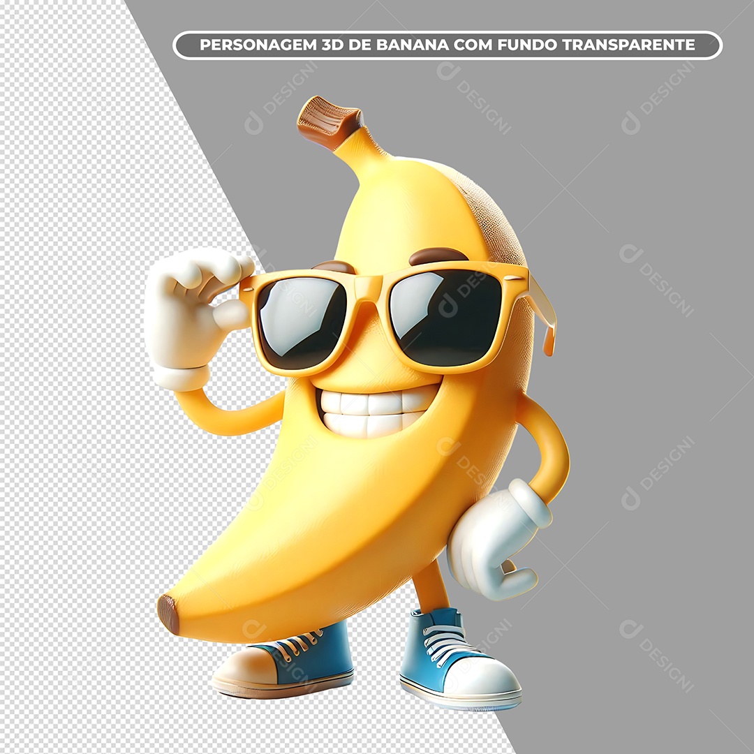 Elemento 3D Personagen Banana  PSD