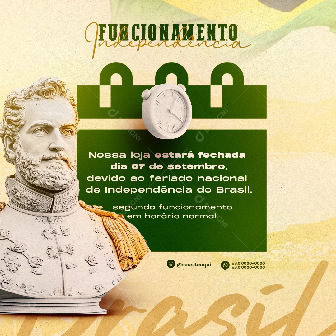 Independência do Brasil 07 de Setembro Funcionamento Social Media PSD Editável