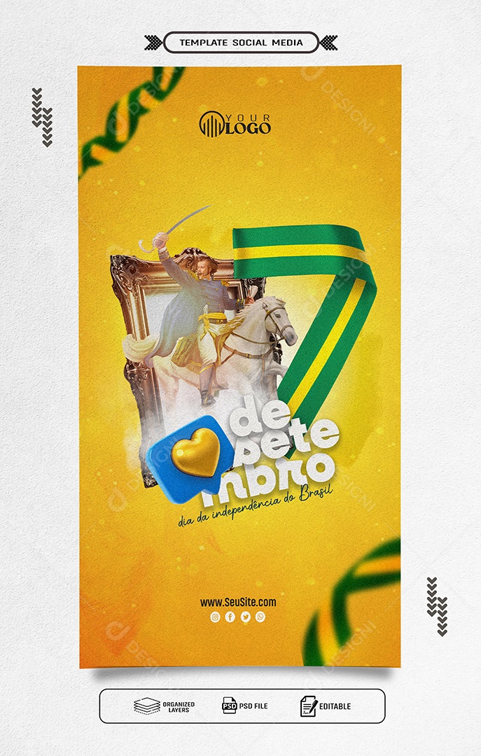 Story Social Media Dia da Independência do Brasil 07 de Setembro PSD Editável