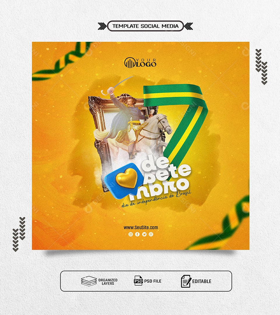 Social Media Dia da Independência do Brasil 07 de Setembro PSD Editável