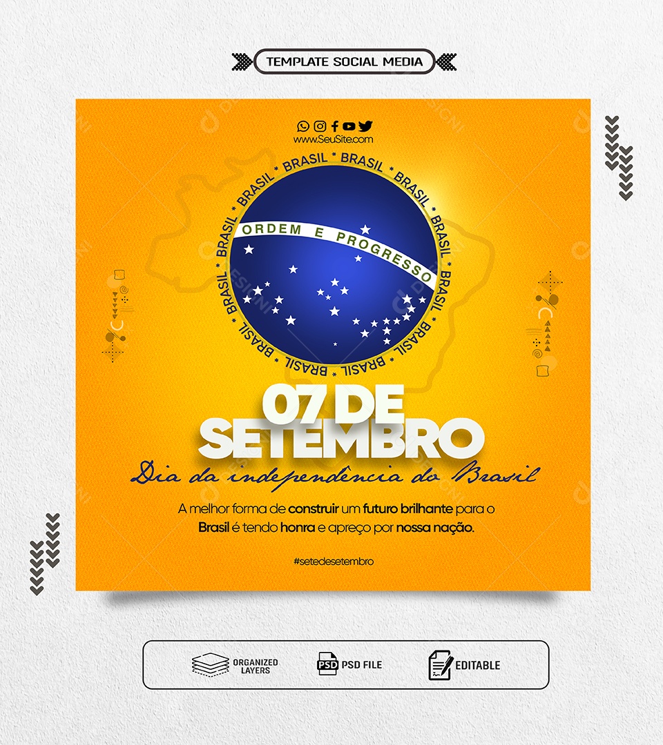 Dia da Independência do Brasil 07 de Setembro a Melhor Forma de Cosntruir Social Media PSD Editável