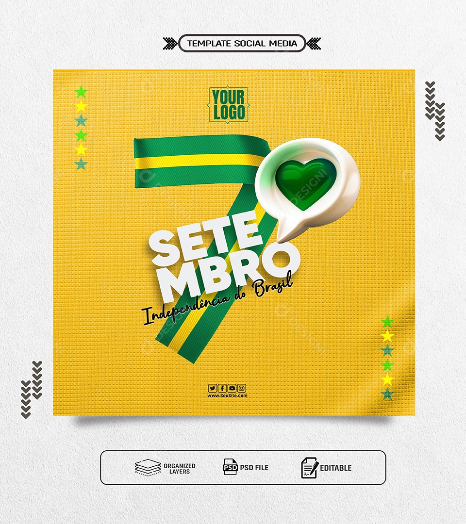 Dia da Independência do Brasil 07 de Setembro Social Media PSD Editável