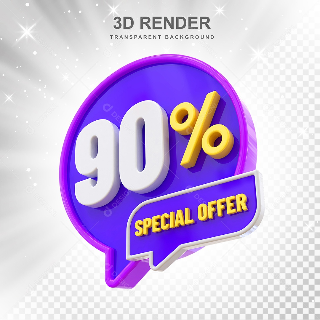 Número 3D 95% Roxo Special Offer Elemento Para Composição PSD