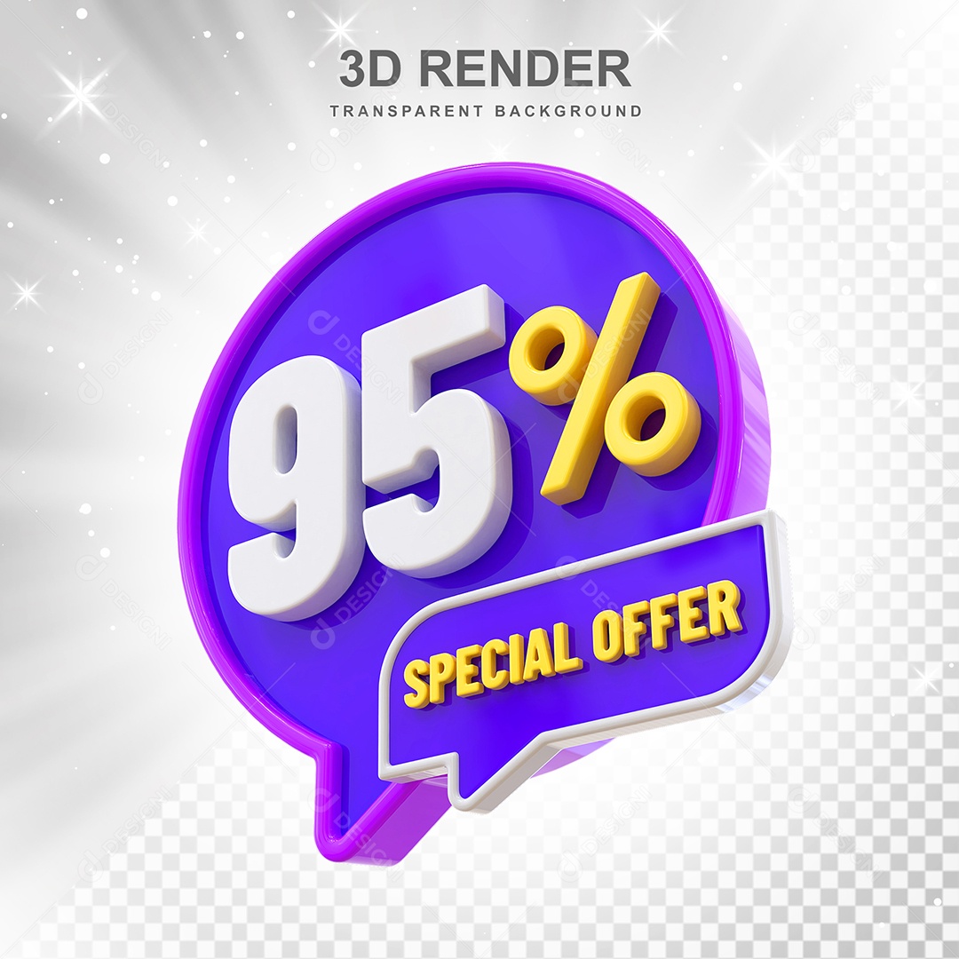 Número 3D 90% Roxo Special Offer Elemento Para Composição PSD