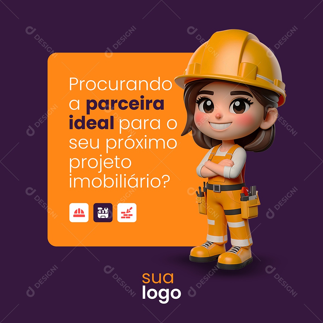 Procurando A Parceria Ideal Para O Seu Próximo Projeto Imobiliário Social Media PSD Editável