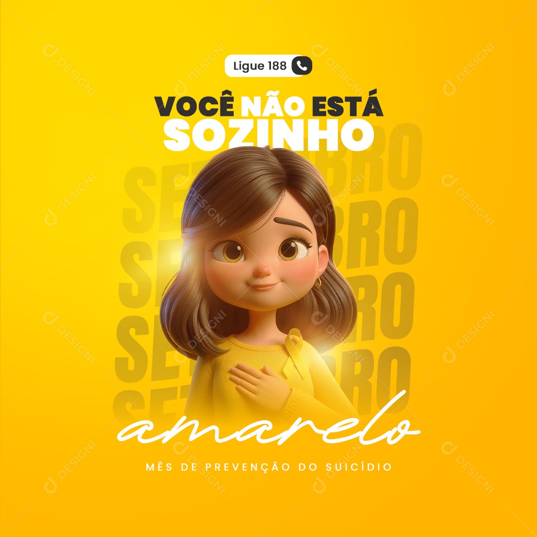 Banner Setembro Amarelo Você Nao Está Sozinho Social Media PSD Editavel