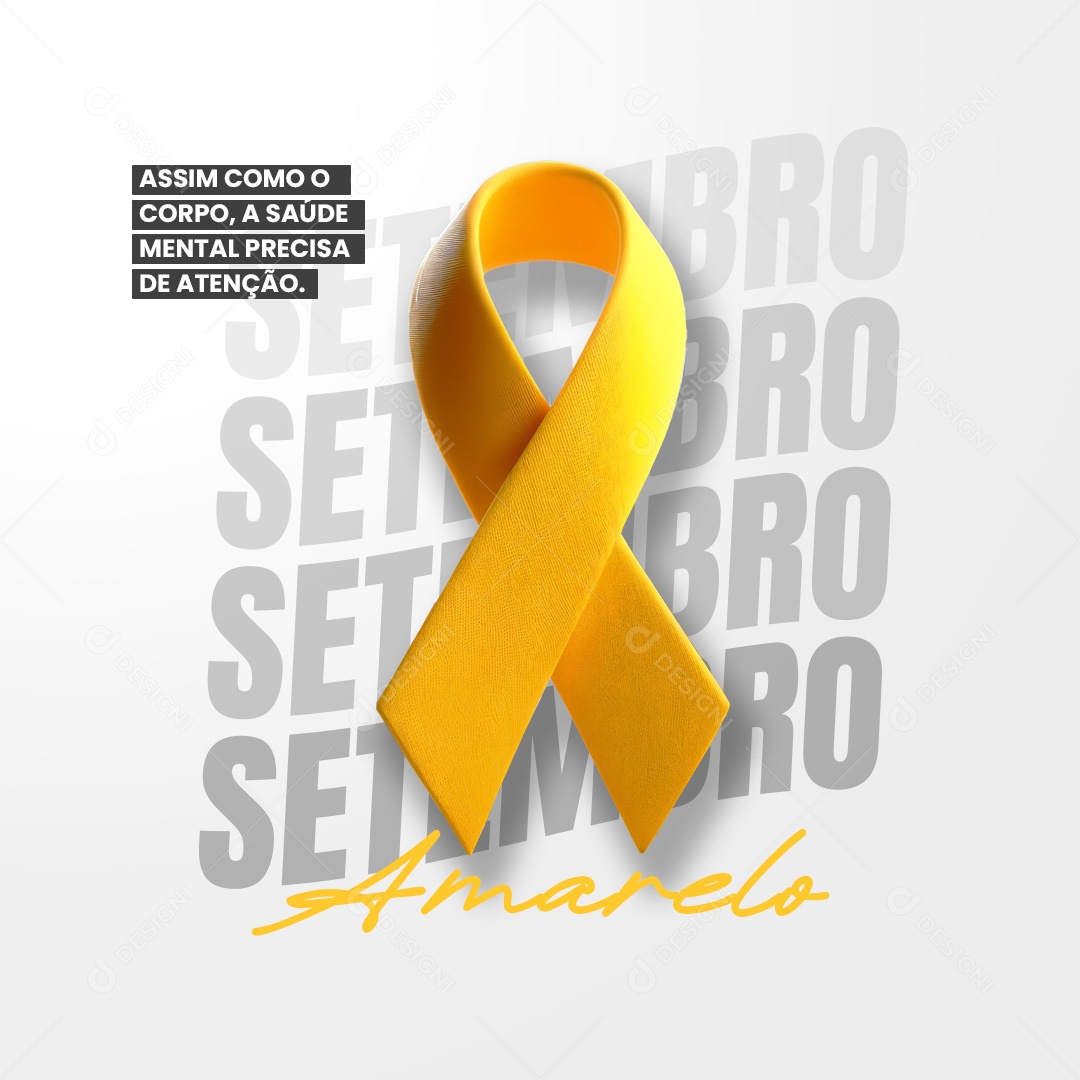 Laço Amarelo Elemento 3D para Composição PSD