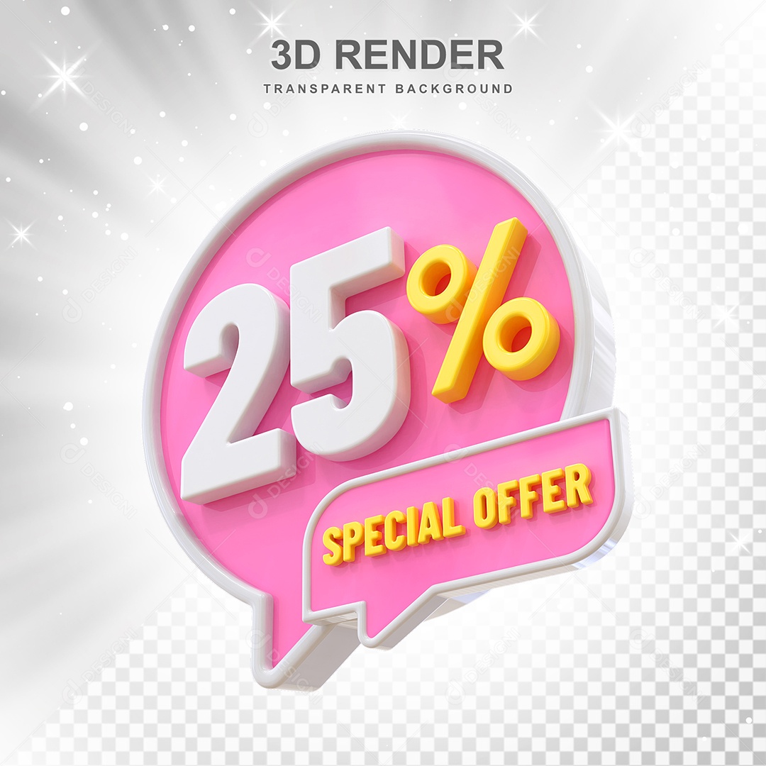 Número 3D 25% Rosa Special Offer Elemento Para Composição PSD