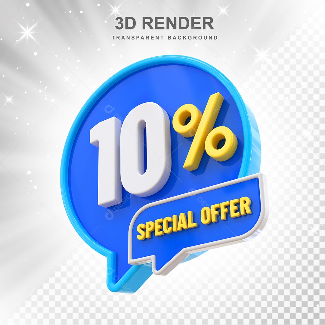 Número 3D 10% Azul Special Offer Elemento Para Composição PSD