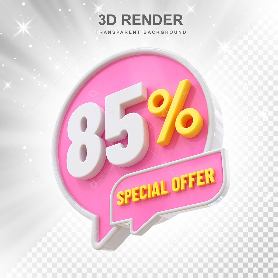 Número 3D 85% Rosa Special Offer Elemento Para Composição PSD