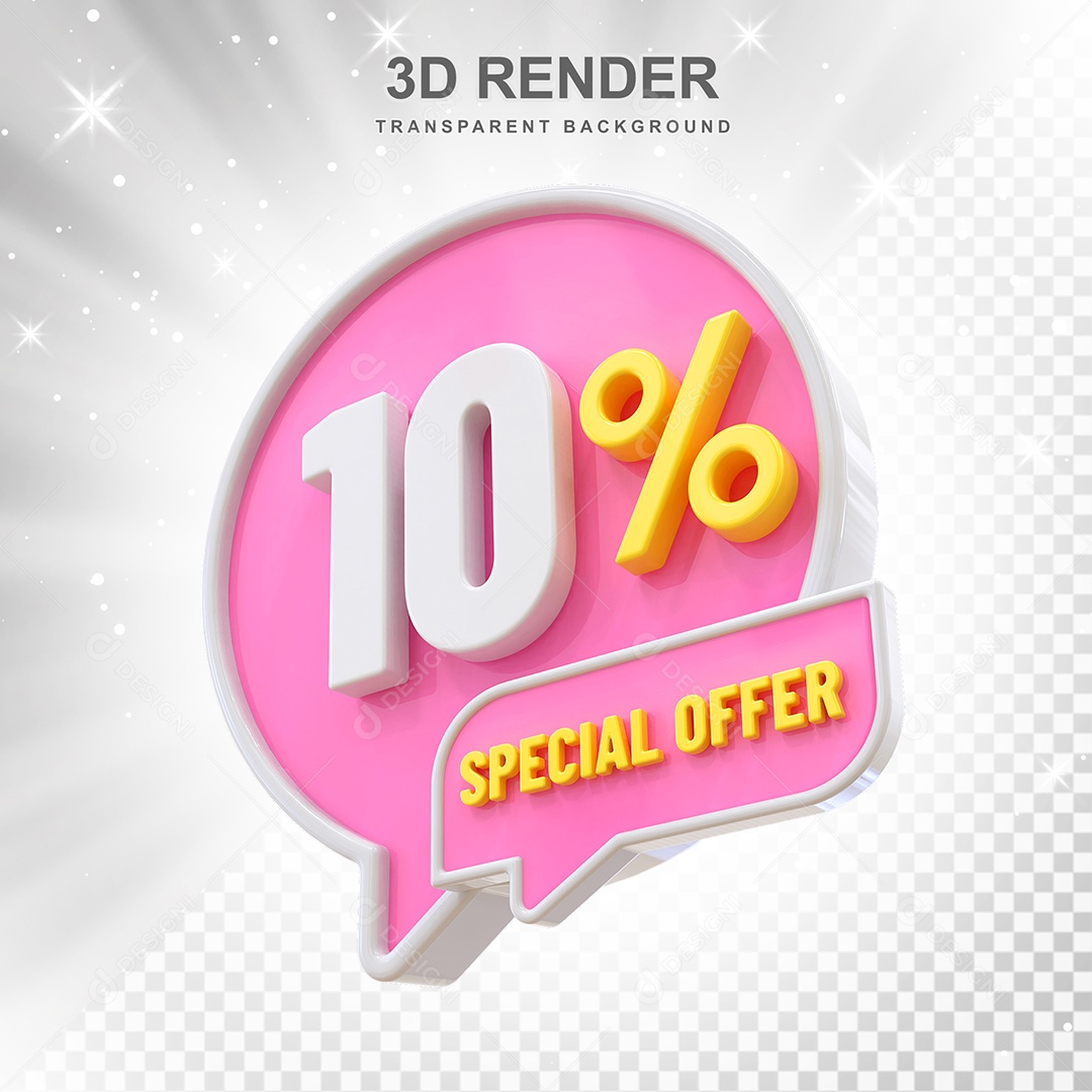 Número 3D 10% Rosa Special Offer Elemento Para Composição PSD