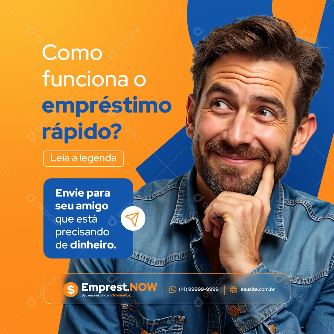Como Funciona o Empréstimo Rápido Social Media PSD Editável