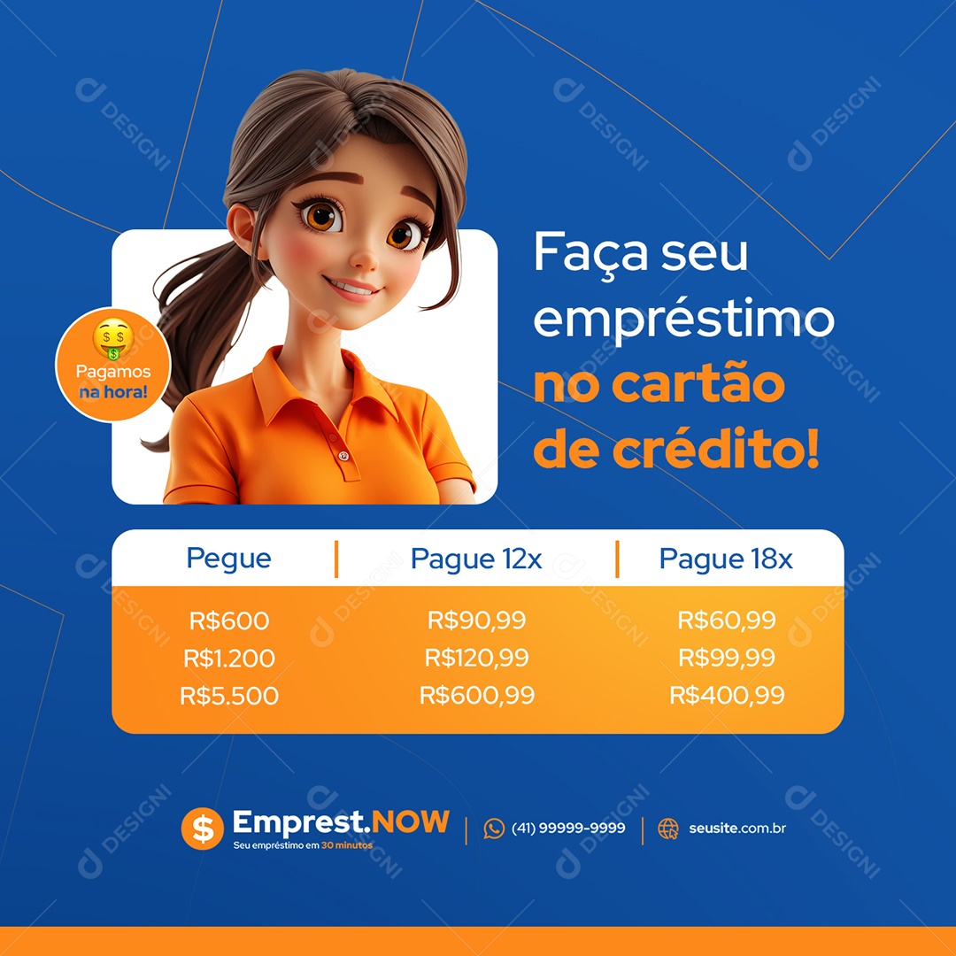 Faça seu Empréstimo no Cartão de Crédito Social Media PSD Editável