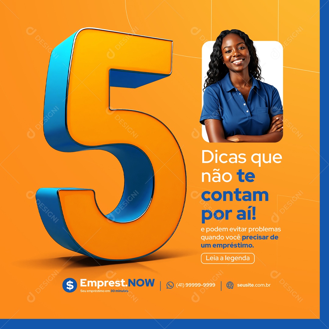 Empréstimo Cinco Dicas Que Não Te Contam por Aí Social Media PSD Editável