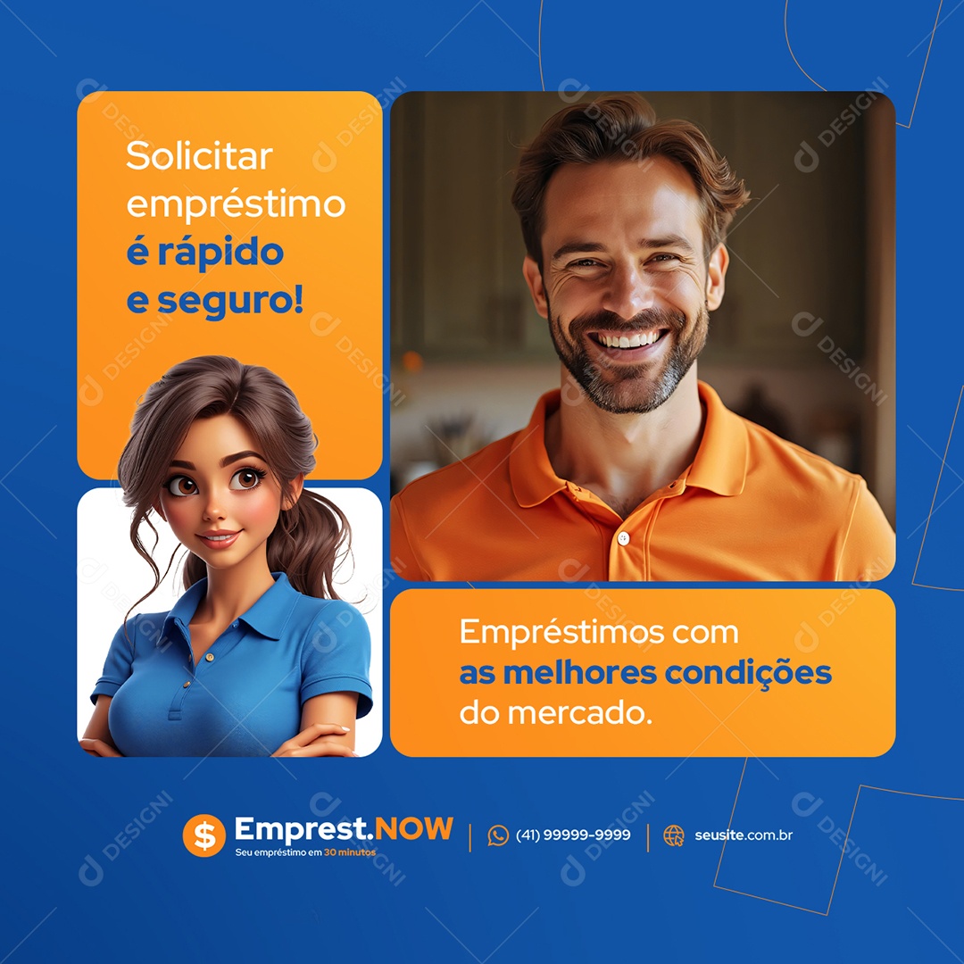 Solicite Empréstimo é Rápido e Seguro Social Media PSD Editável
