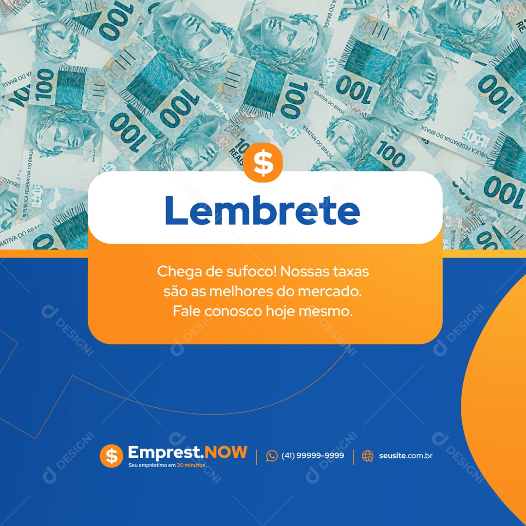 Empréstimo Lembrete Social Media PSD Editável