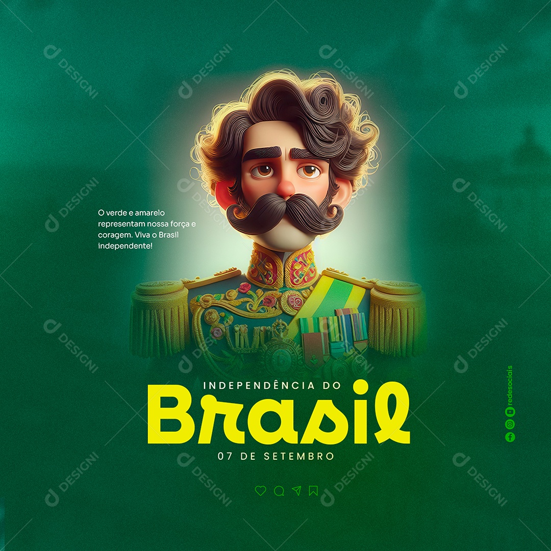 Dia da Independência do Brasil 07 de Setembro o Verde e Aamrelo Representam Social Media PSD Editável