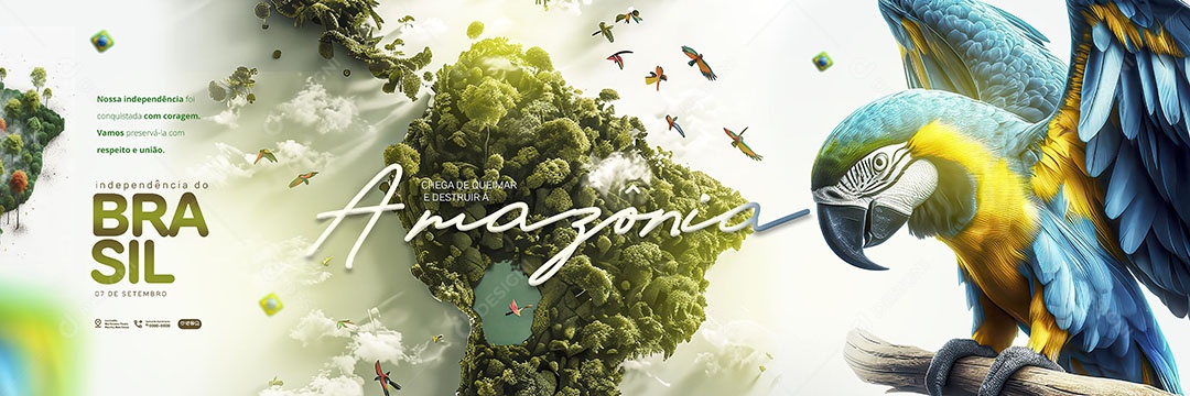 Carrossel Dia da Independência do Brasil 07 de Setembro Conquistada com Coragem Social Media PSD Editável