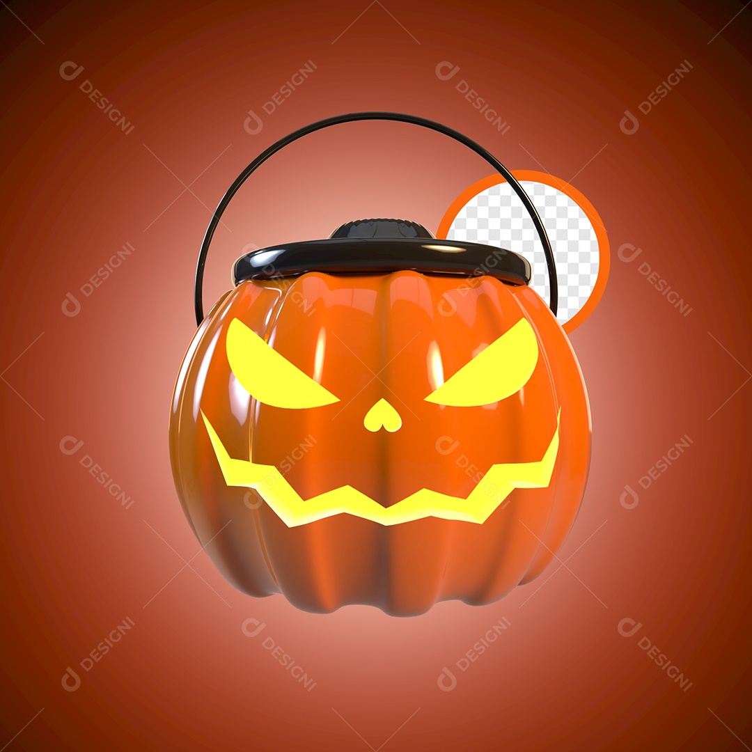 Elemento 3D Abóbora Halloween Para Composição PSD