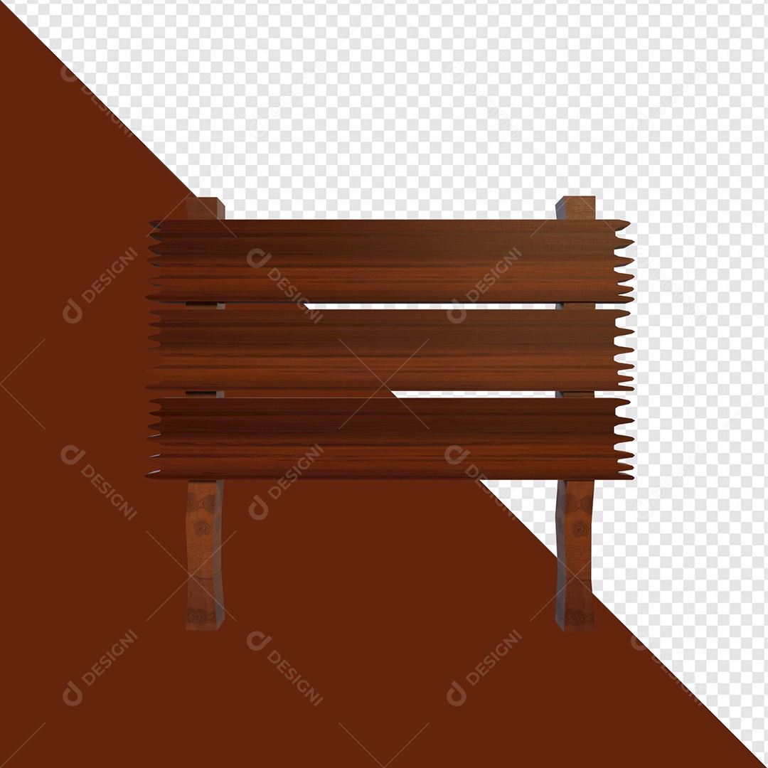 Cerca de Madeira Elemento 3D para Composição PSD