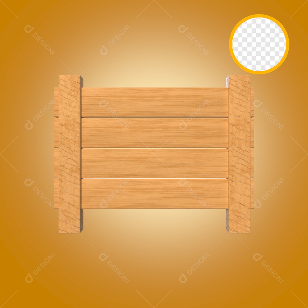 Cerca de Madeira Elemento 3D para Composição PSD