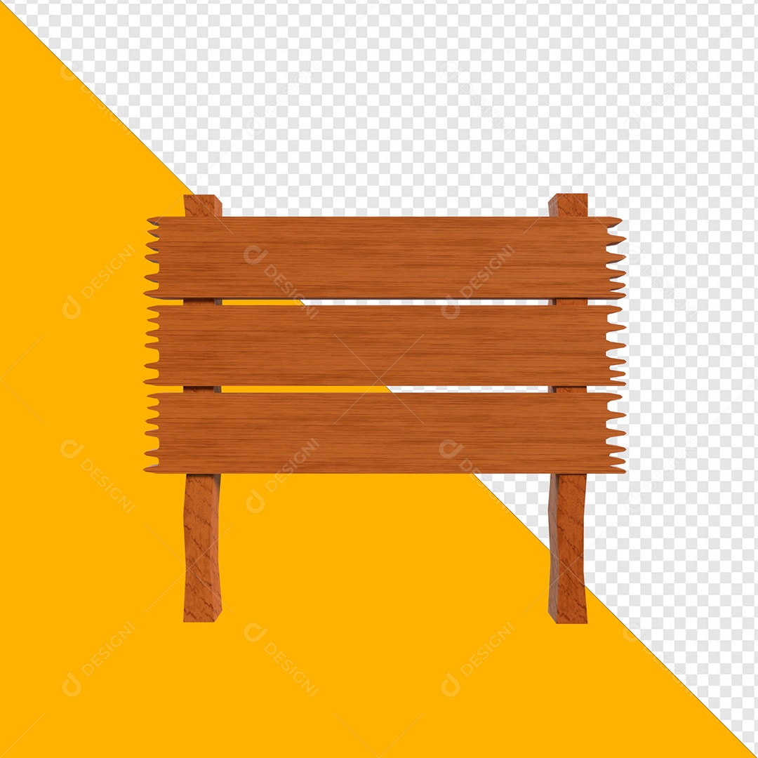 Cerca de Madeira Elemento 3D para Composição PSD