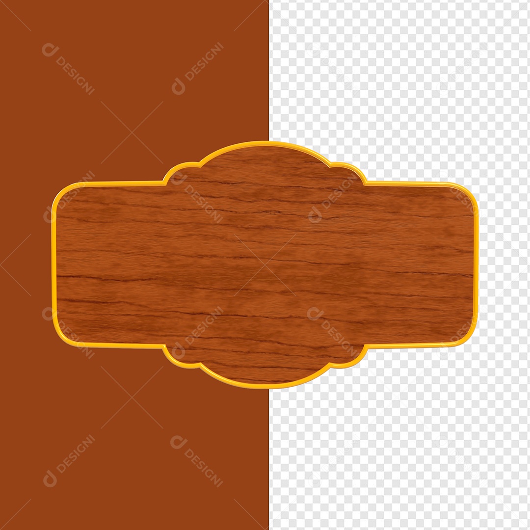 Placa de Madeira Elemento 3D Para Composição PSD