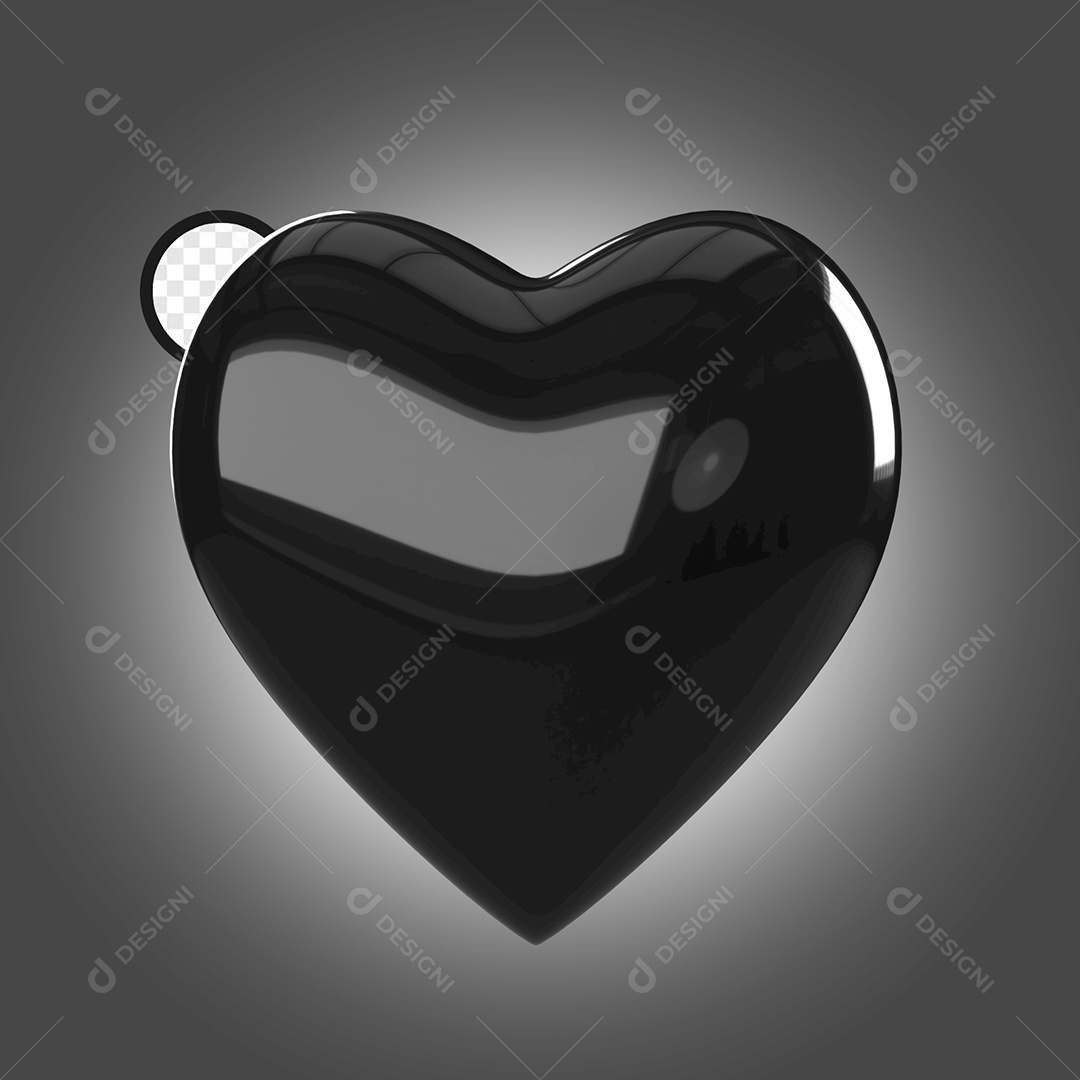 Coração Preto Elemento 3D Para Composição PSD