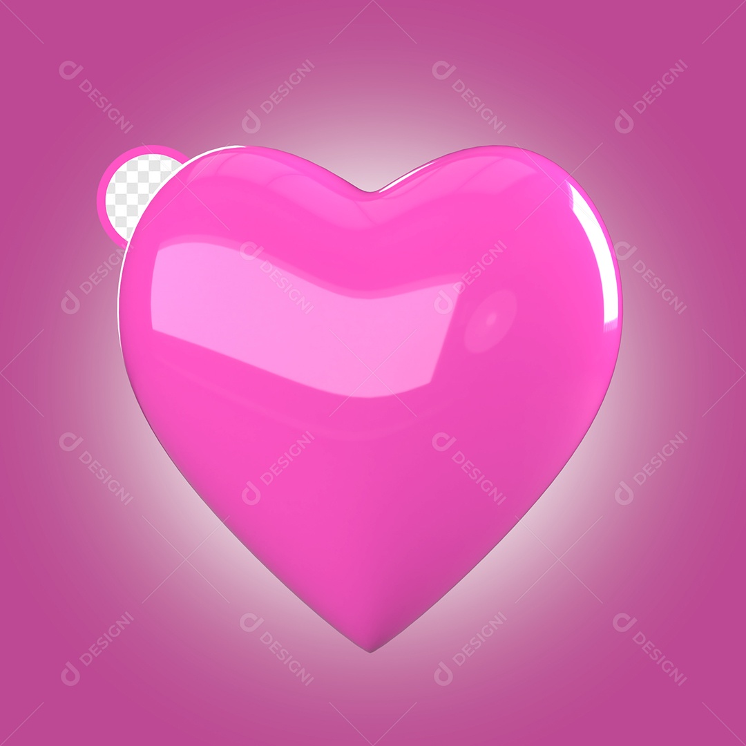 Coração Rosa Elemento 3D Para Composição PSD