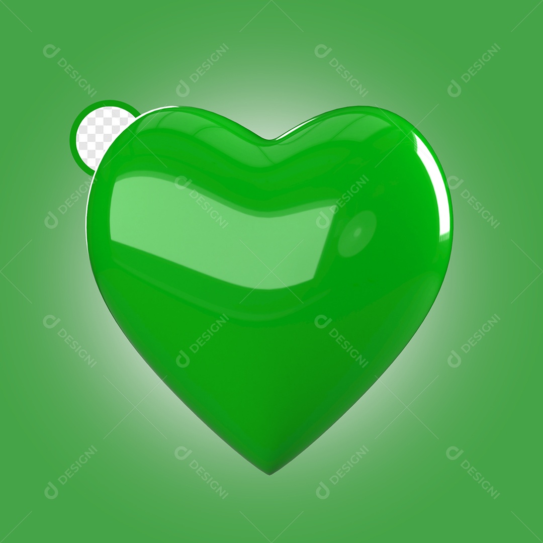 Coração Verde Elemento 3D Para Composição PSD