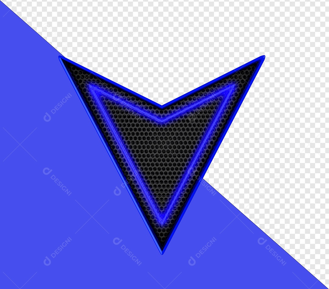 Seta Neon Azul Elemento 3D Para Composição PSD