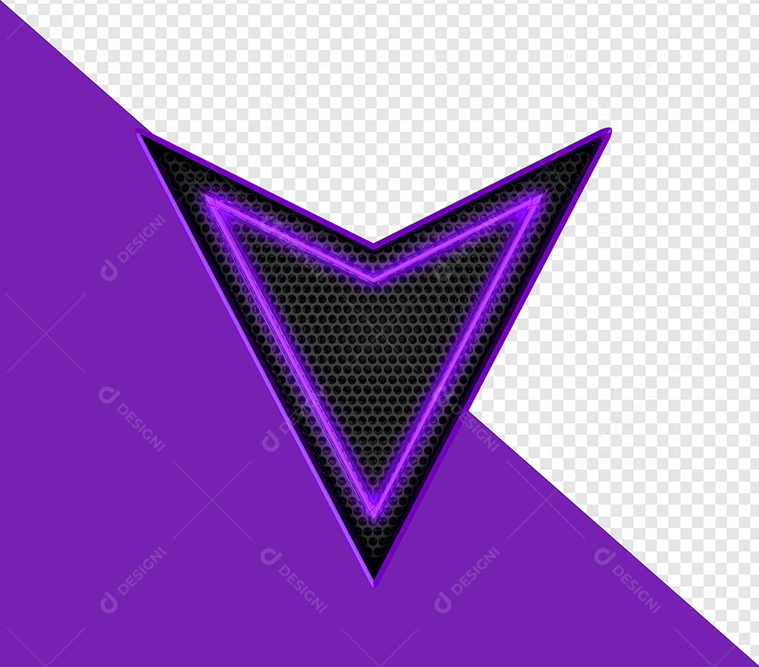 Seta Neon Roxo Elemento 3D Para Composição PSD
