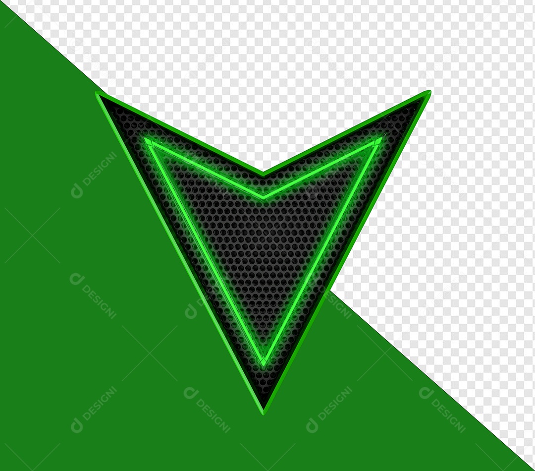 Seta Neon Verde Elemento 3D Para Composição PSD