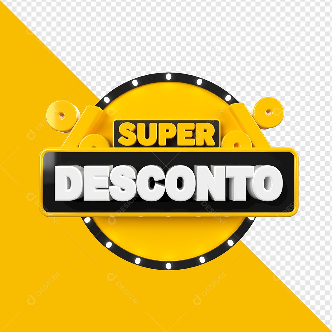 Selo 3D Super Desconto Para Composição PSD