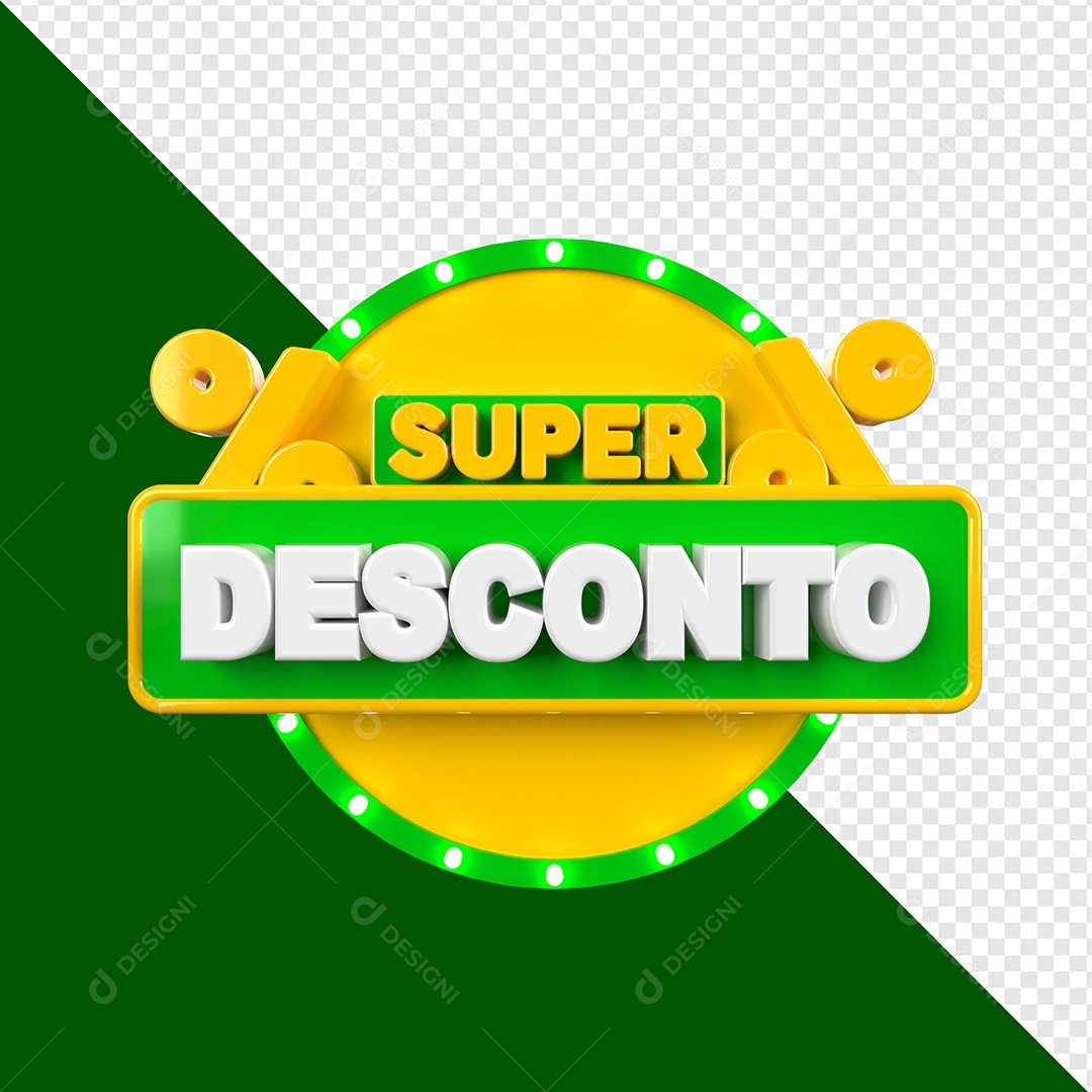 Selo 3D Super Desconto Para Composição PSD