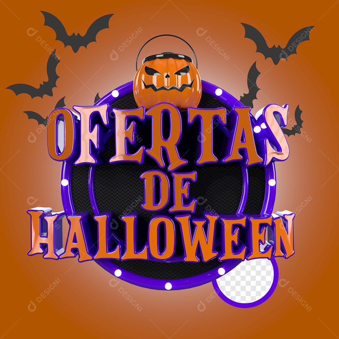 Selo 3D Ofertas de Halloween Para Composição PSD