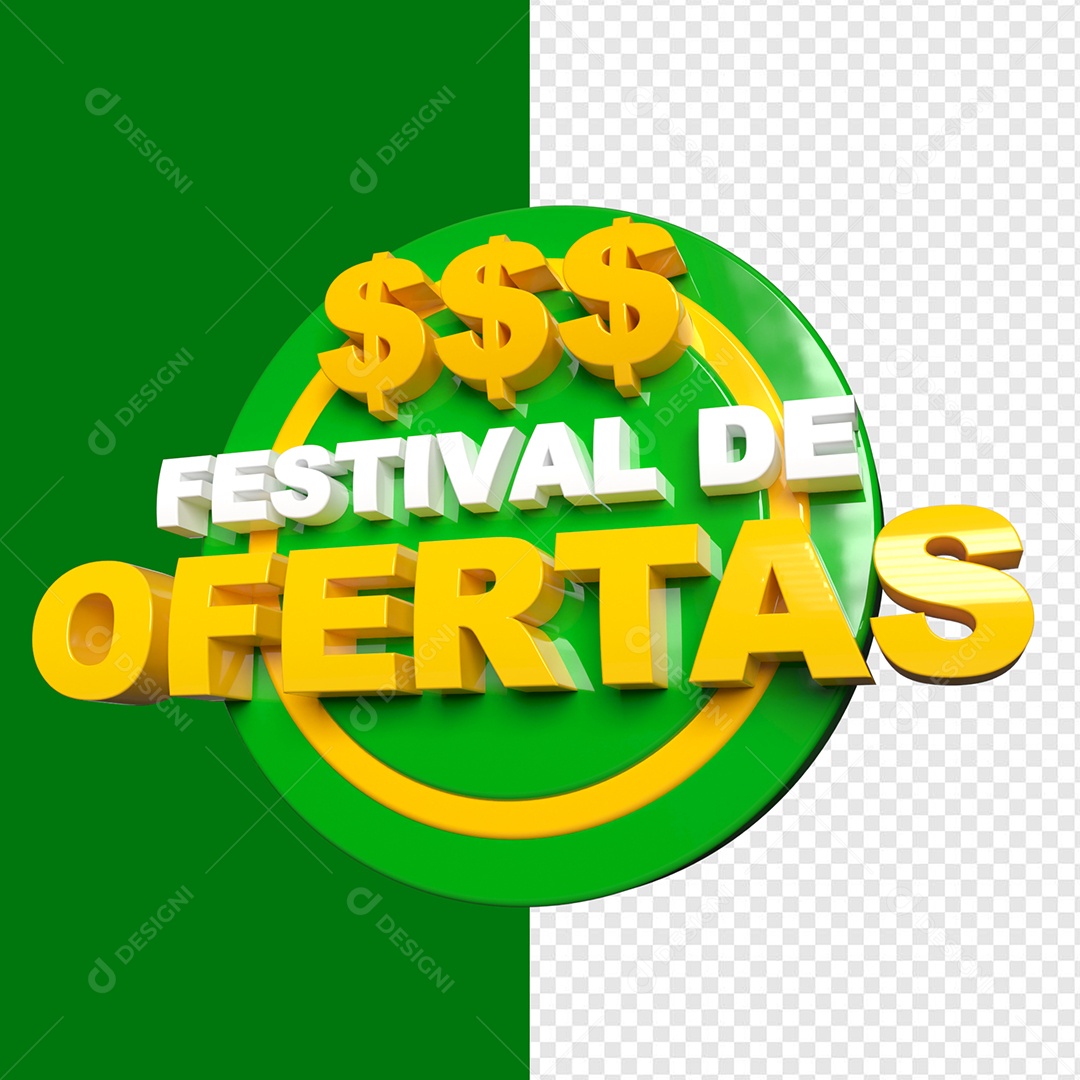 Selo 3D Festival de Ofertas Para Composição PSD