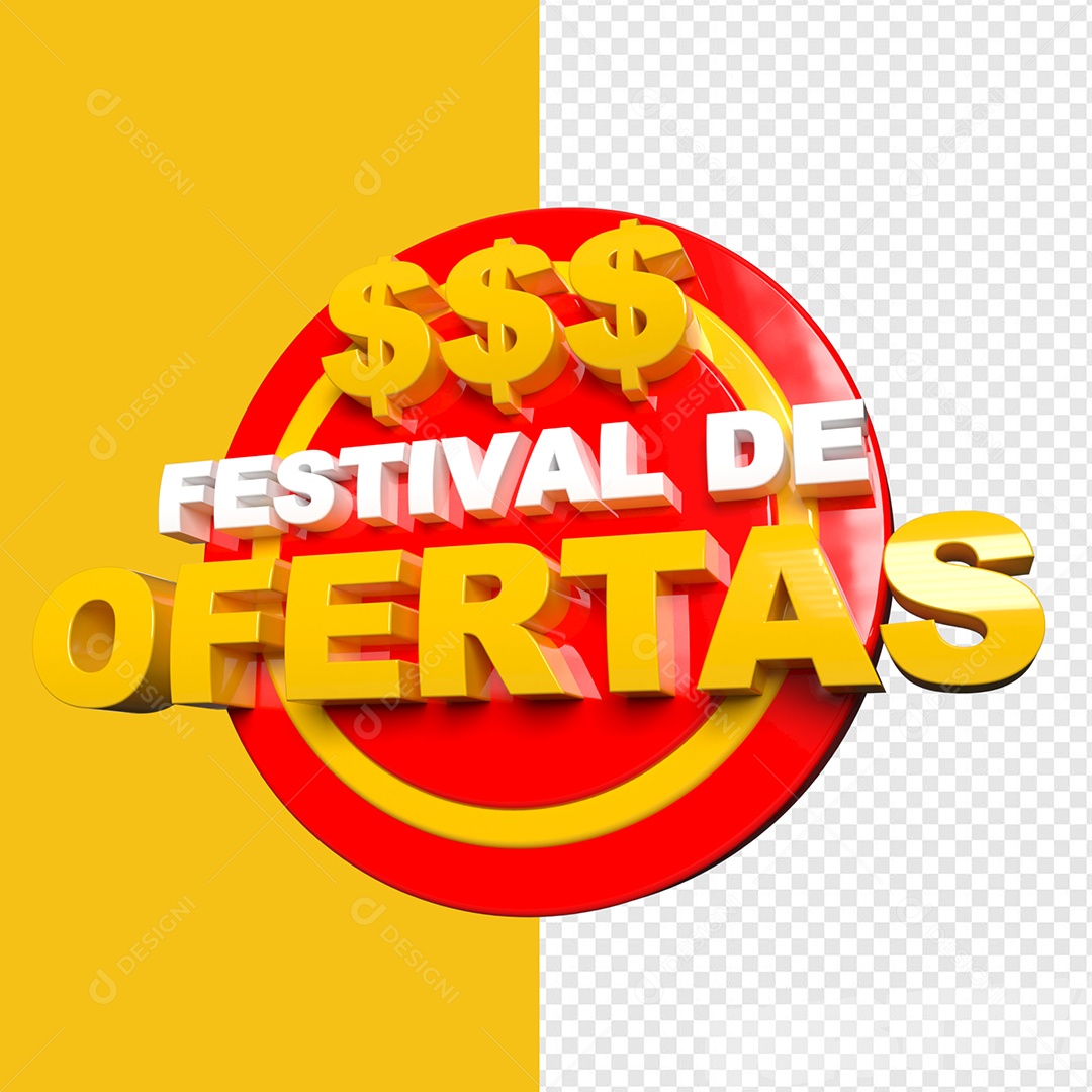Selo 3D Festival de Ofertas Para Composição PSD
