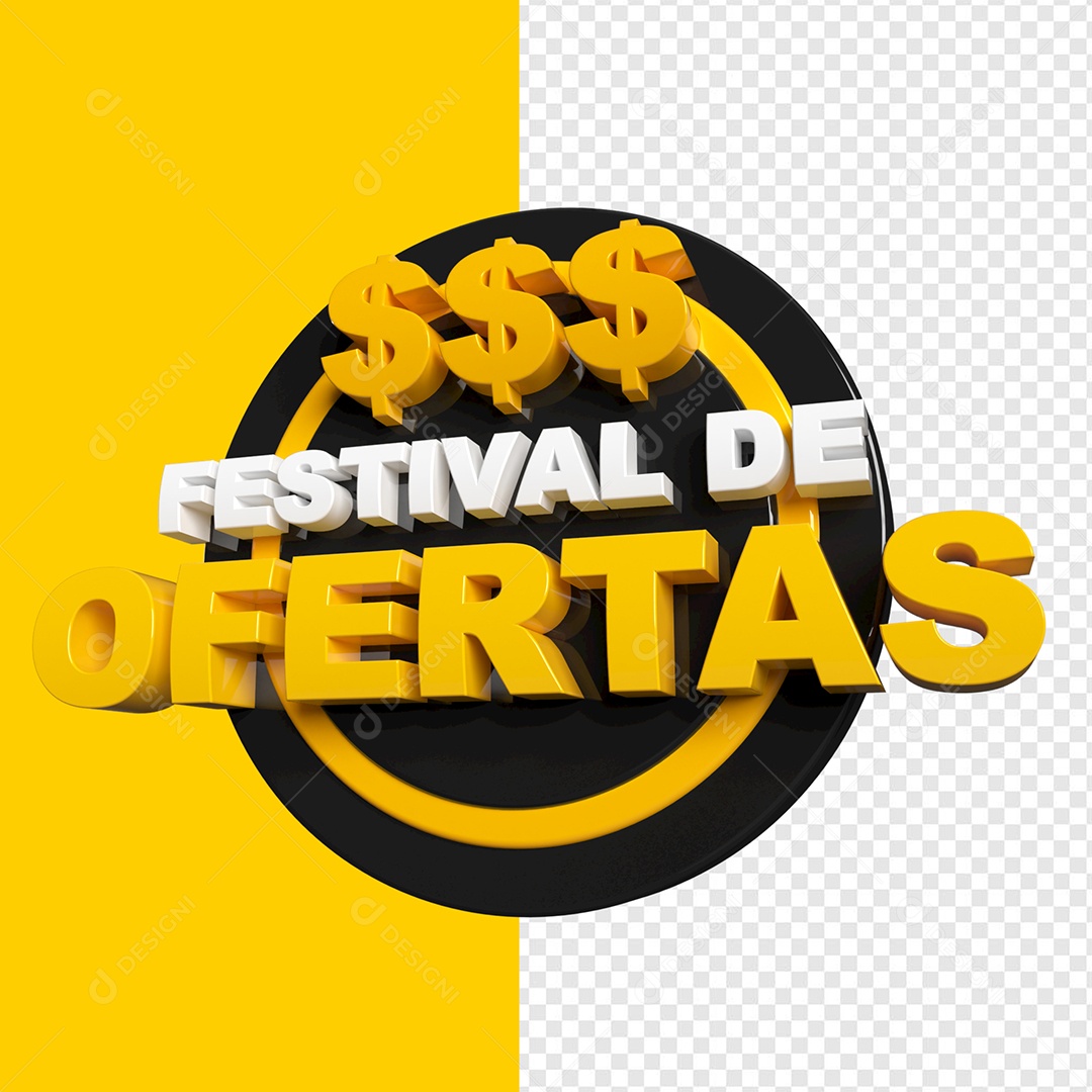 Selo 3D Festival de Ofertas Para Composição PSD