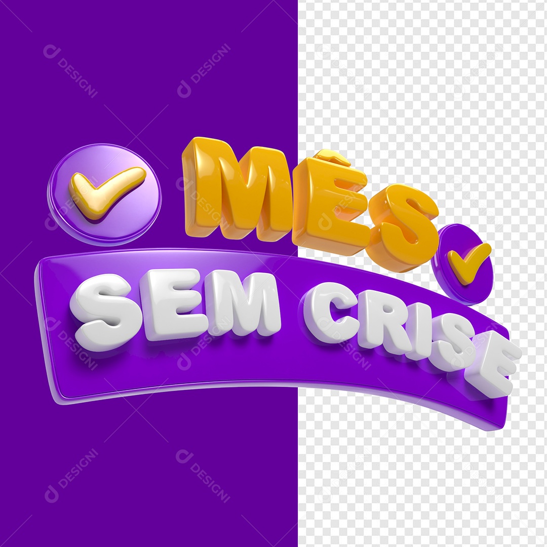 Selo 3D Mês sem Crise Para Composição PSD
