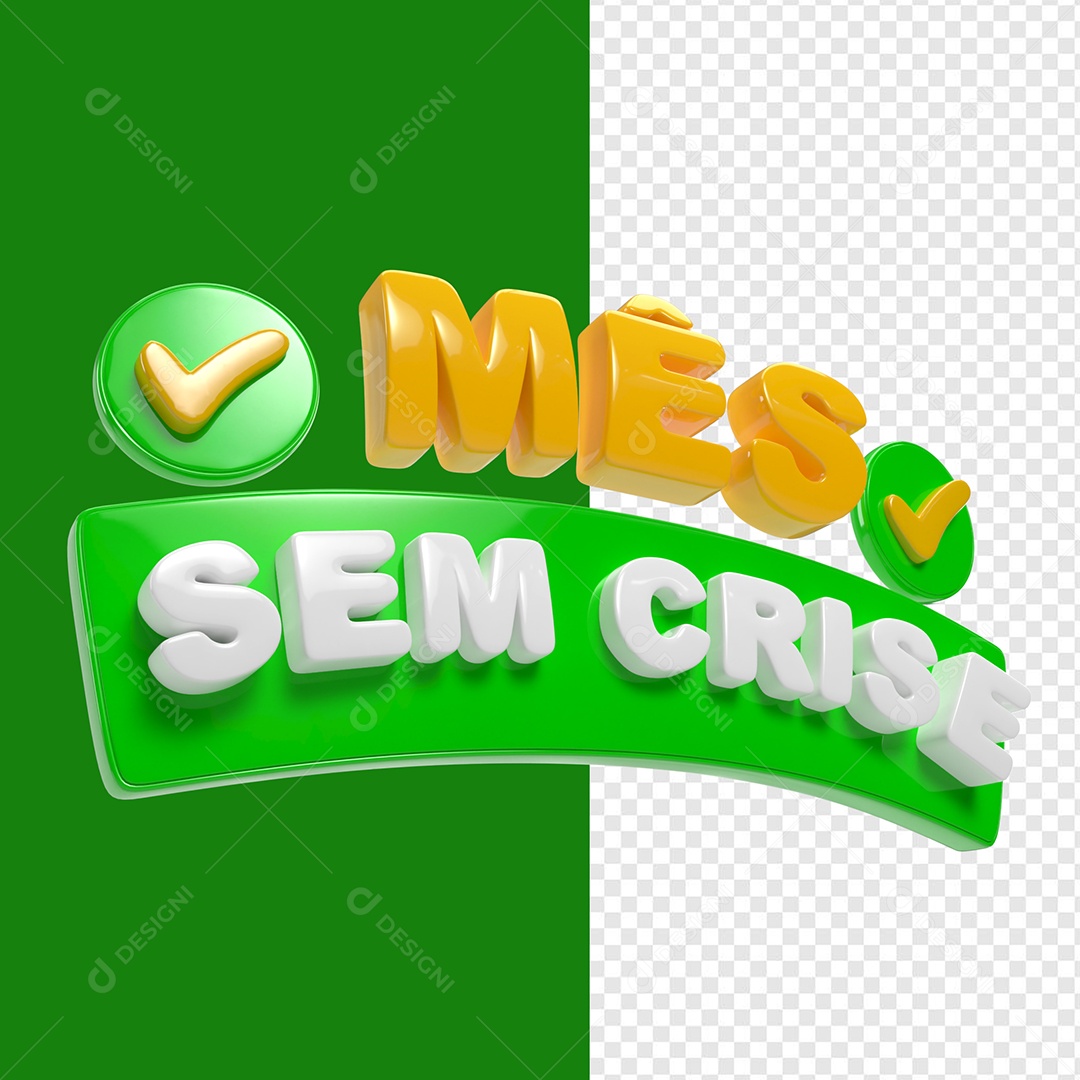 Selo 3D Mês sem Crise Para Composição PSD