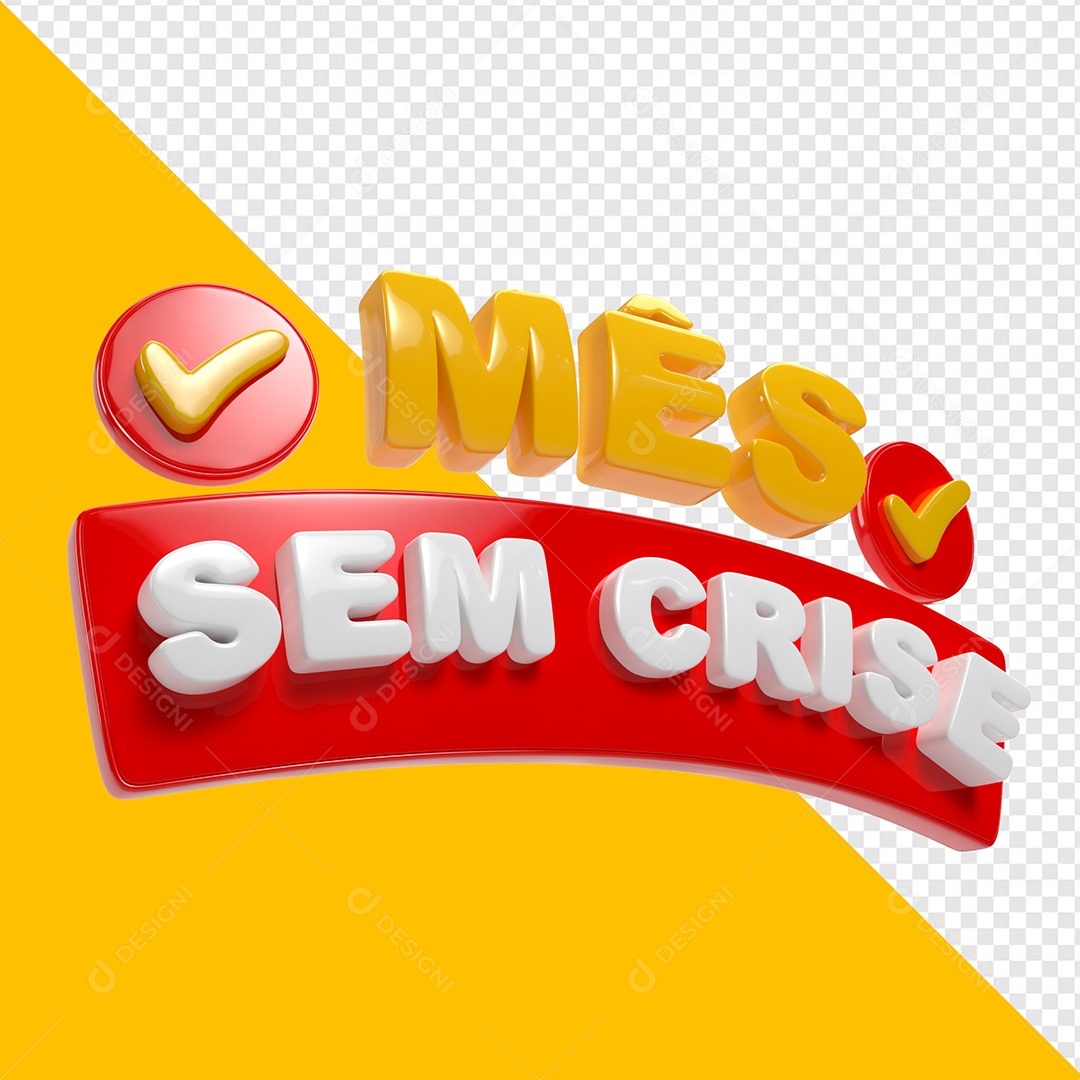 Selo 3D Mês sem Crise Para Composição PSD