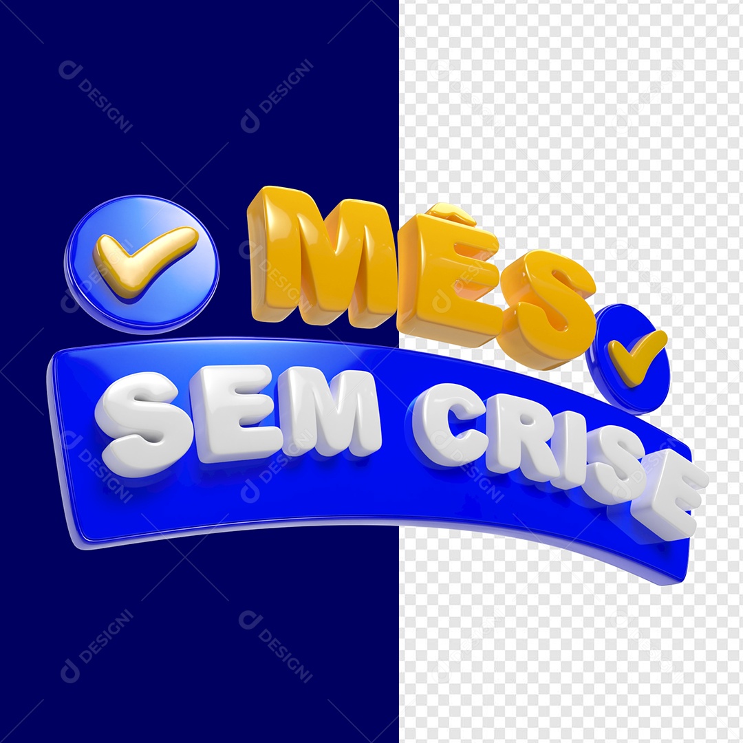 Selo 3D Mês sem Crise Para Composição PSD