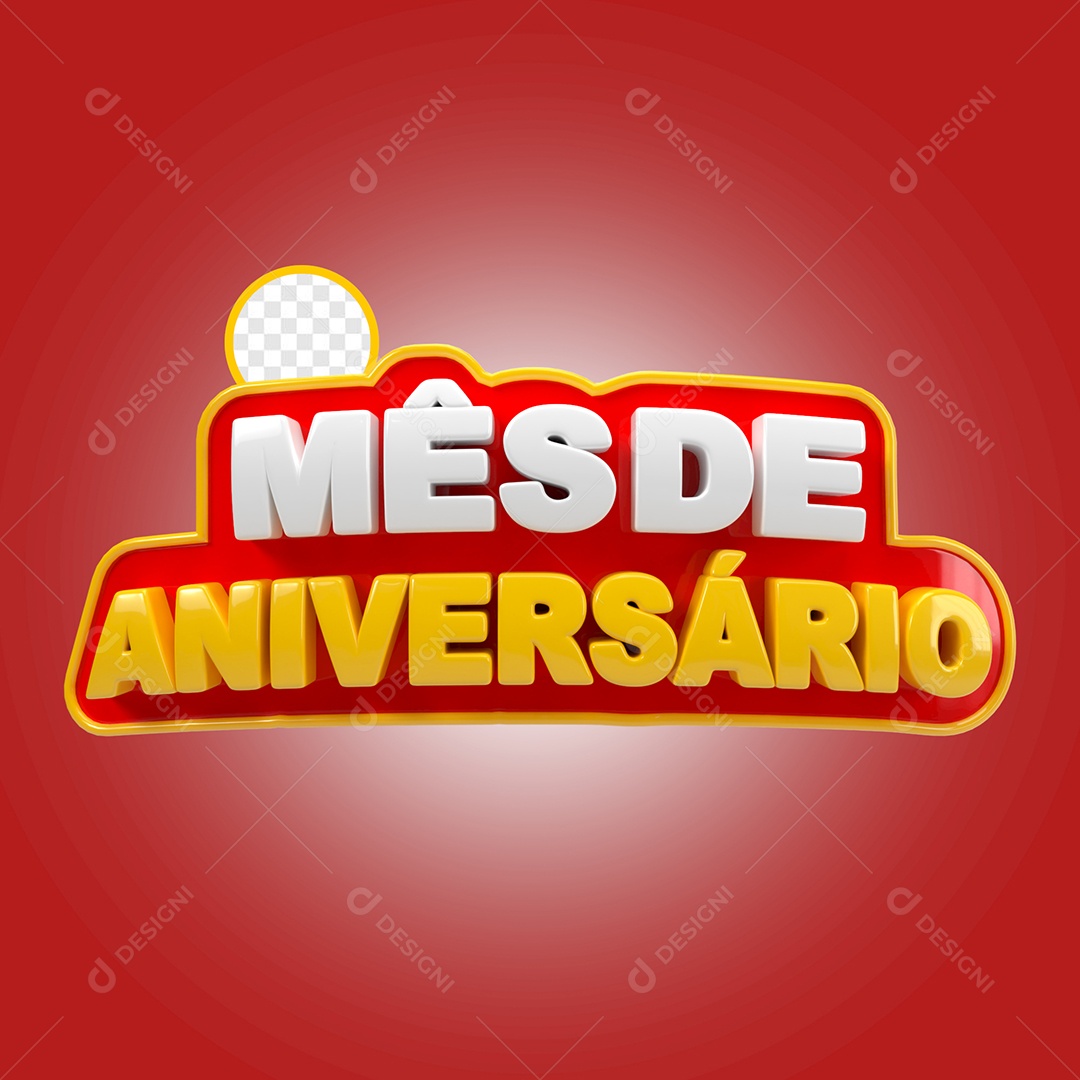Selo 3D Mês de Aniversário para Composição PSD