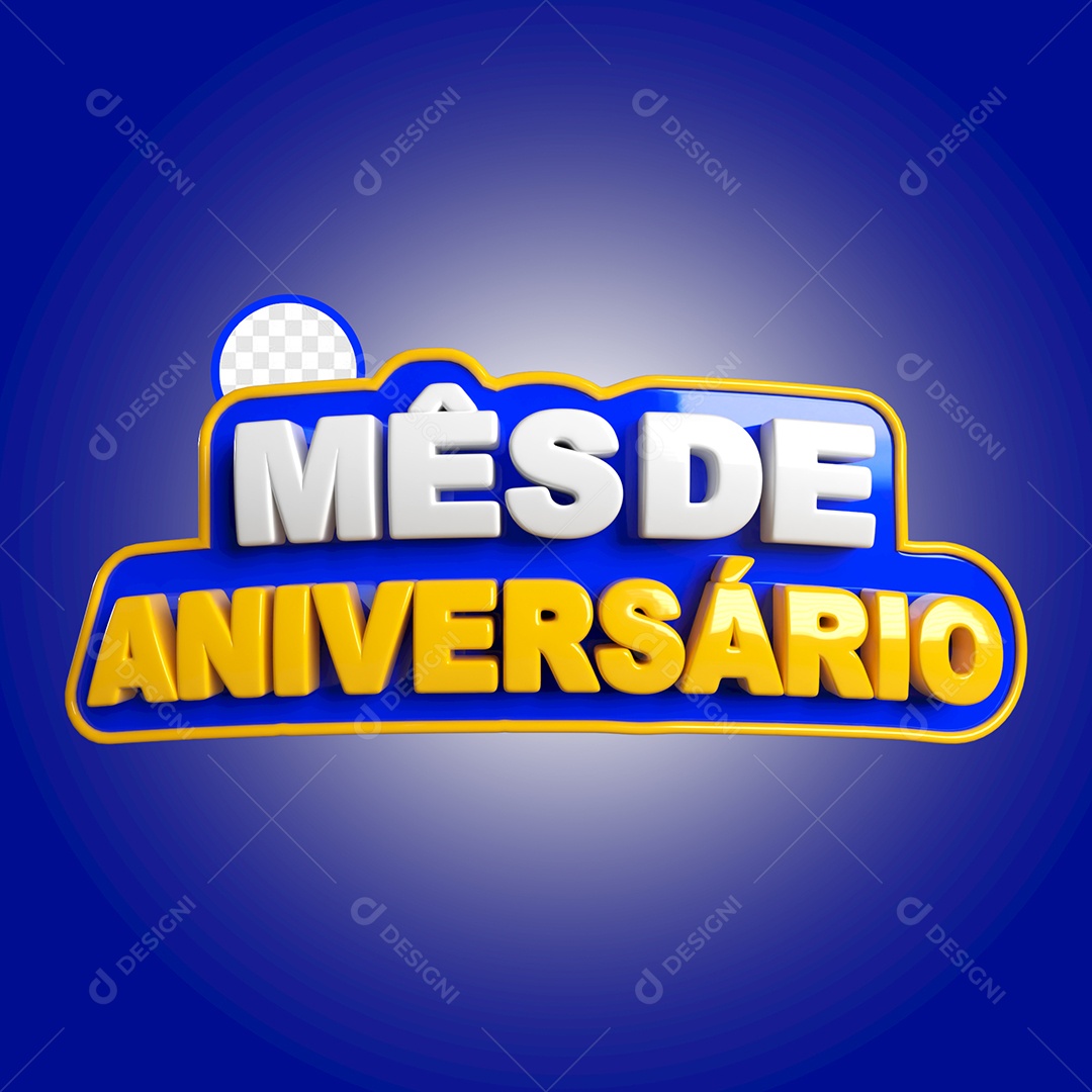 Selo 3D Mês de Aniversário para Composição PSD