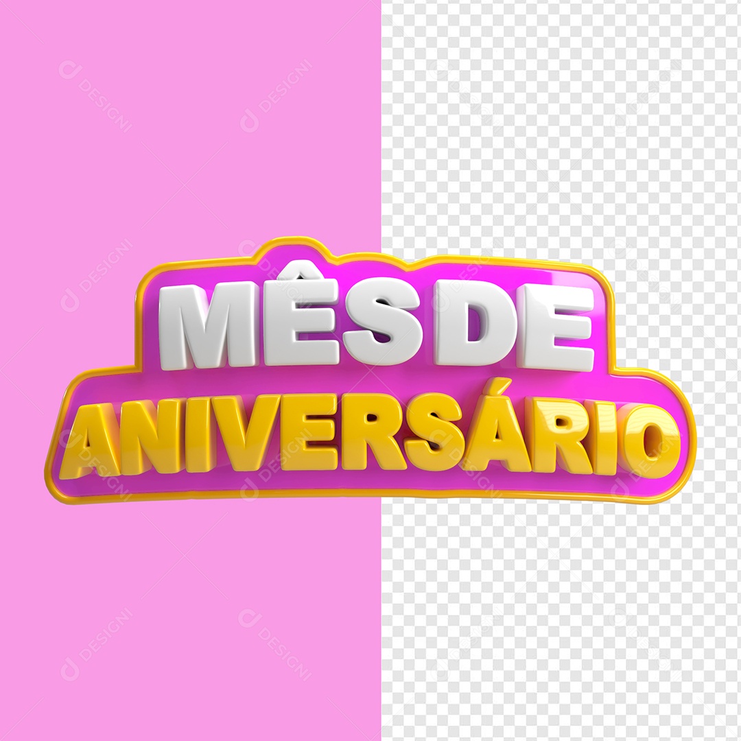 Selo 3D Mês de Aniversário para Composição PSD
