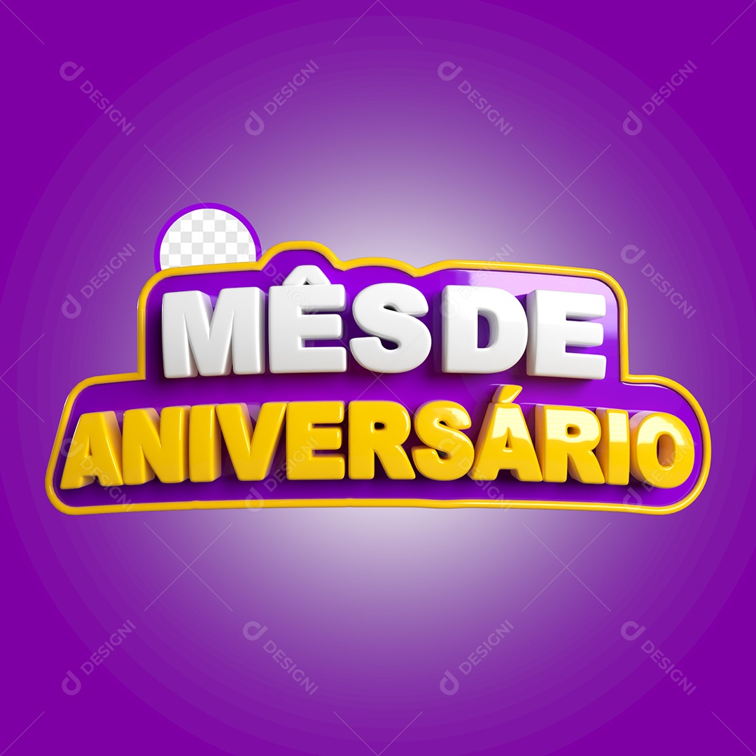 Selo 3D Mês de Aniversário para Composição PSD