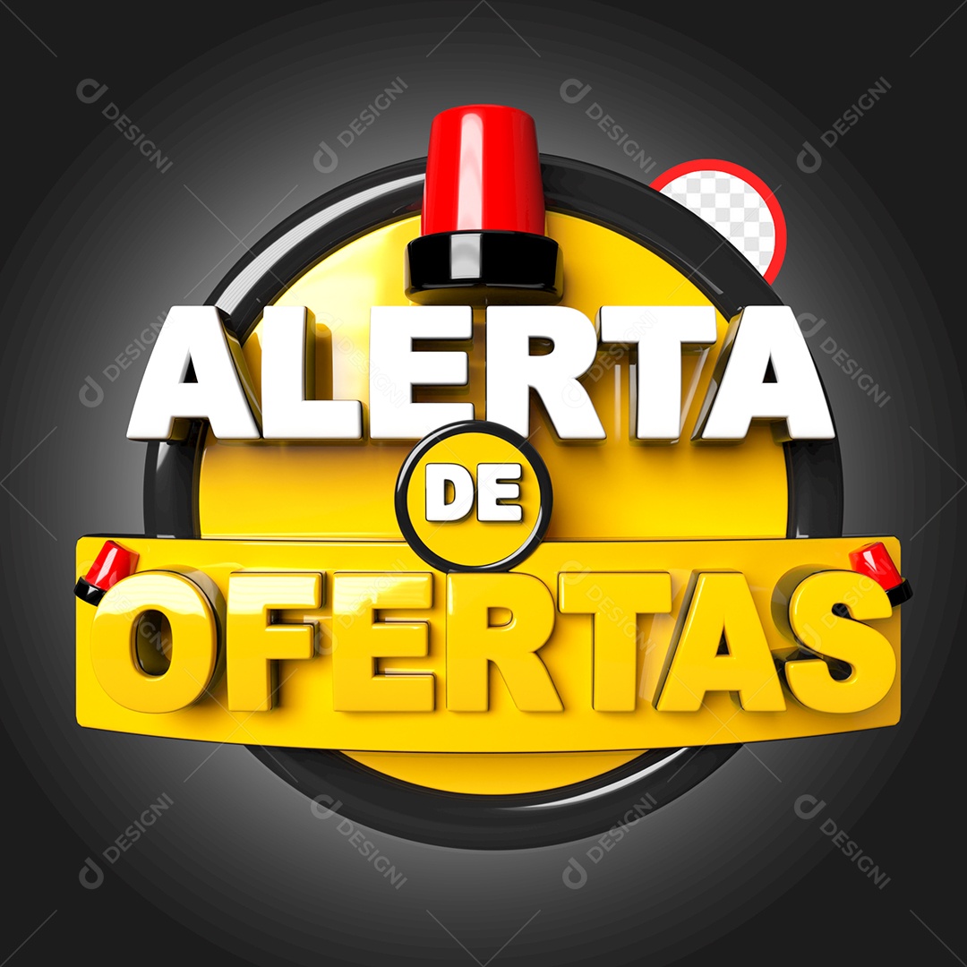 Selo 3D Alertas de Ofertas Para Composição PSD