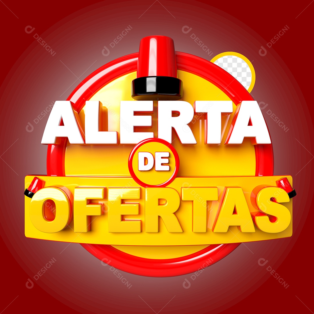 Selo 3D Alertas de Ofertas Para Composição PSD