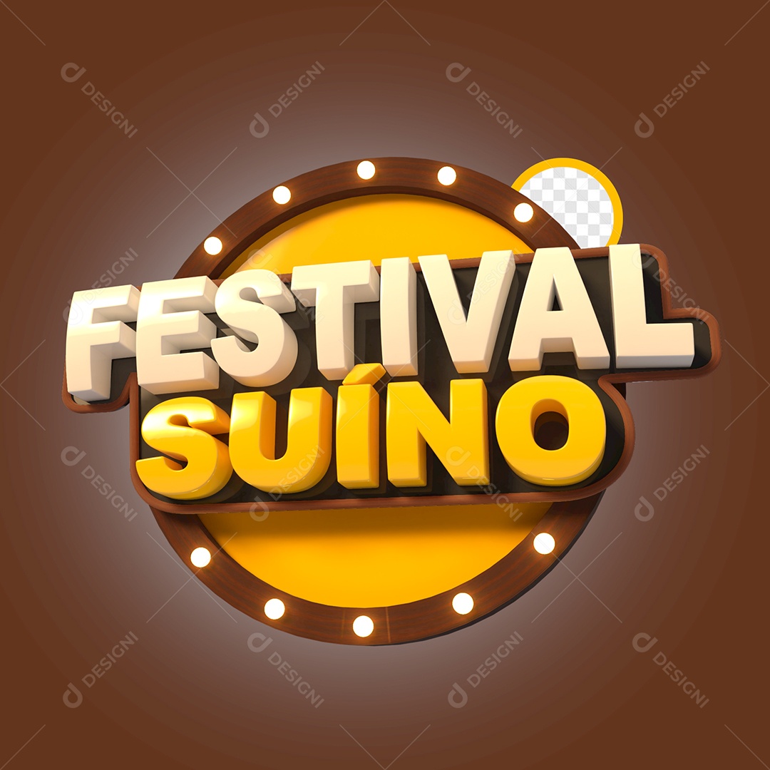Selo 3D Festival Suíno Para Composição PSD